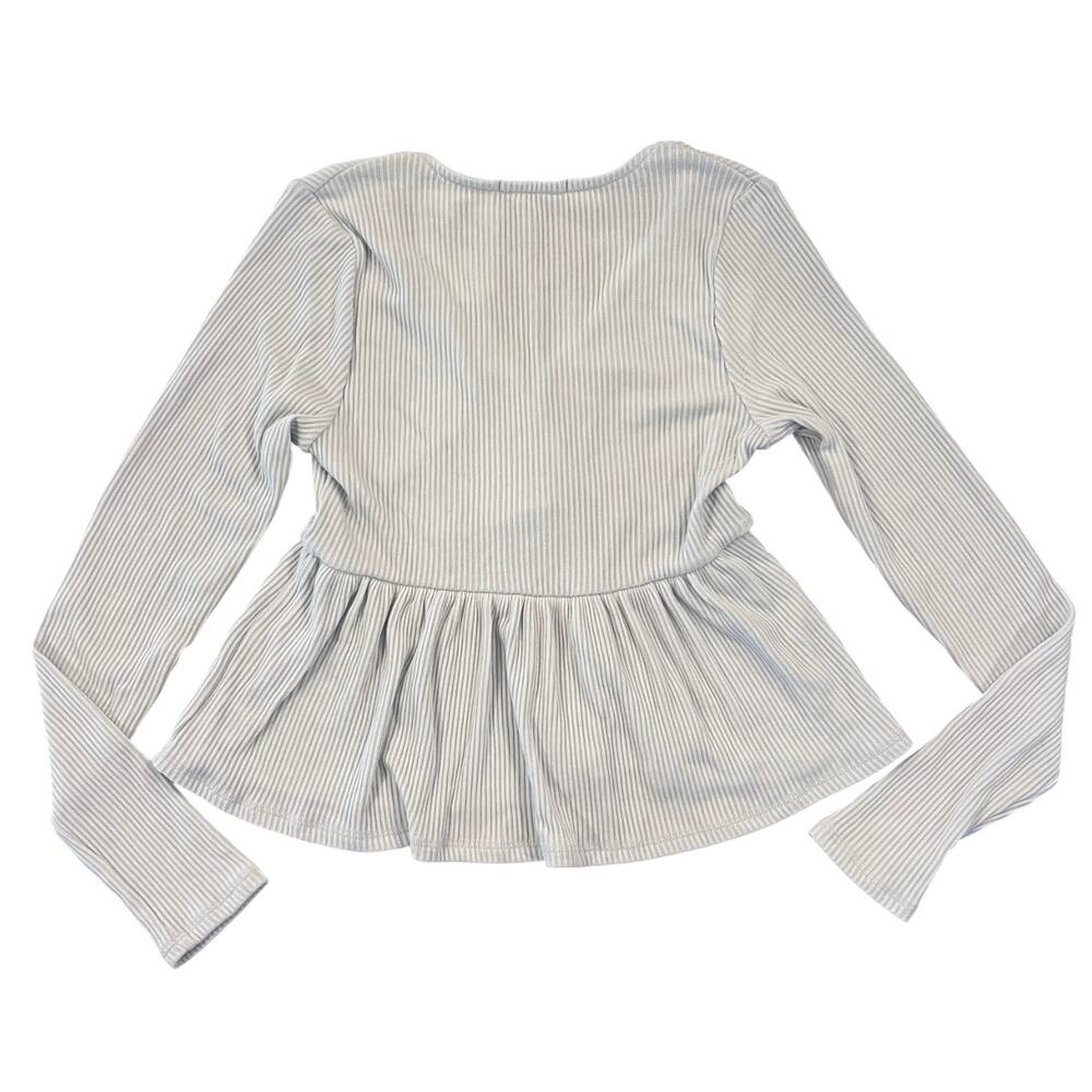 NWT Altar'd State Light Grey Babydoll Ribbed Top - SIZE S - Picture 3 of 5